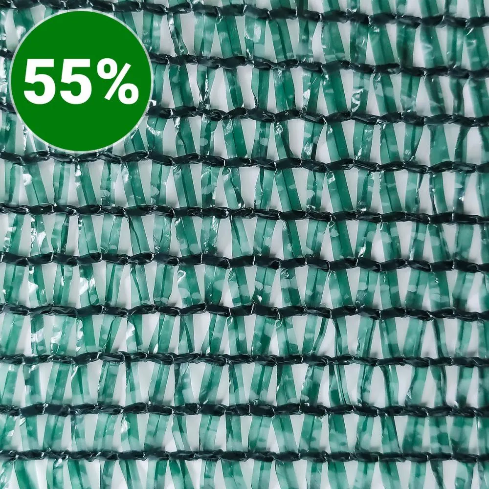 Сетка для затенения от солнца, фасованная, 55% затенения, цвет зелёная, плотность 55 гр/м2
